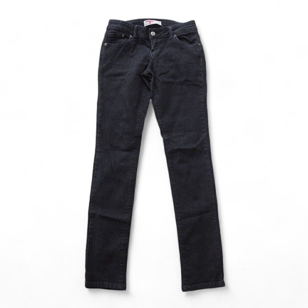 T Five Denim Mid‎ Rise Straight Leg Jeans Distressed Black Juniors 7